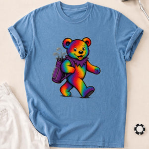 Bearly on Time Golf Tee T-Shirt - Blue Jean