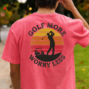 Golf More Worry Less Sunset Silhouette
