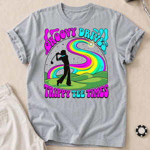 Groovy Drive Trippy Tee Times Retro Golf Tee