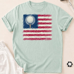 I Love Golf USA American Flag Tee