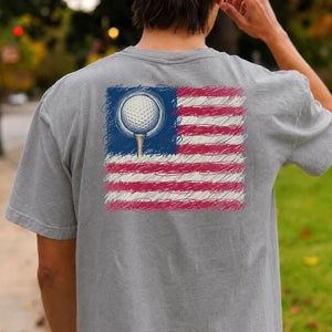 I Love Golf USA American Flag Tee