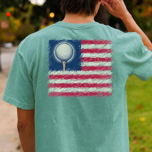I Love Golf USA American Flag Tee