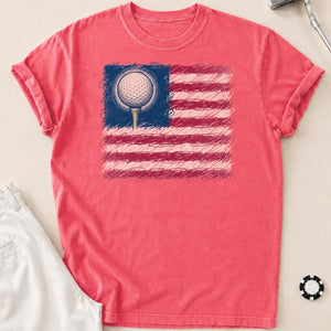 I Love Golf USA American Flag Tee