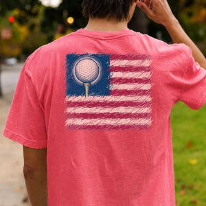 I Love Golf USA American Flag Tee