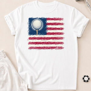 I Love Golf USA American Flag Tee