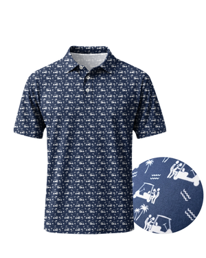 Back Nine Action Polo Navy Golf Polo