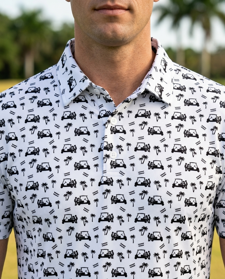 Back Nine Action Polo-White