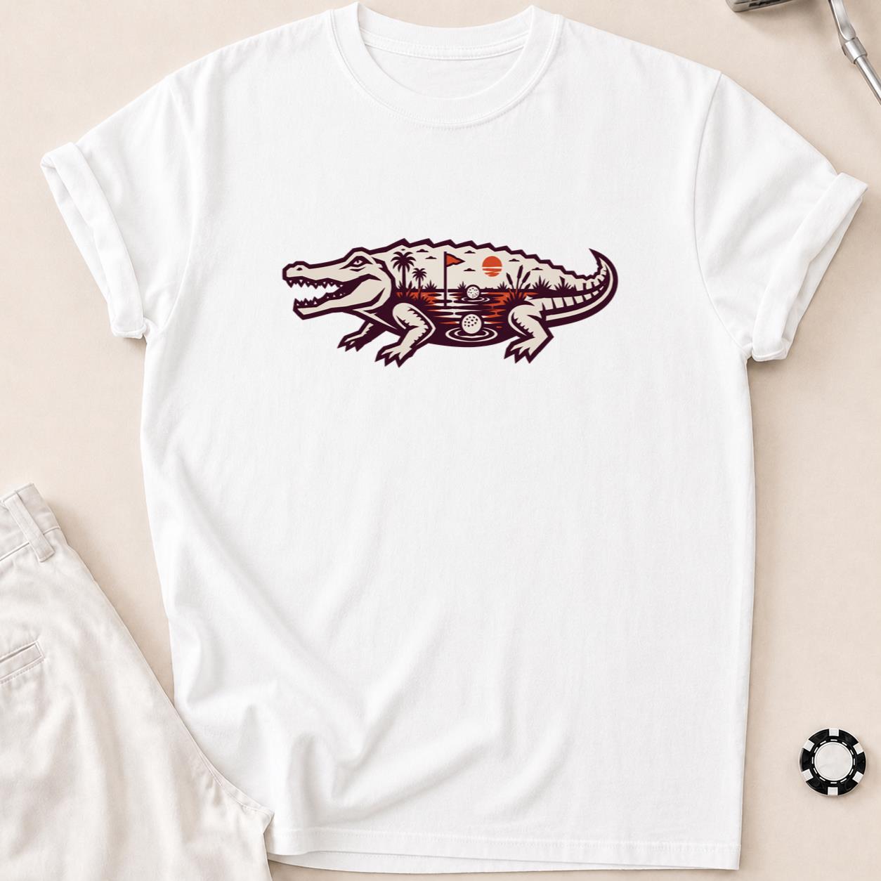 Putt You Later, Alligator Golf Tee T-Shirt - White