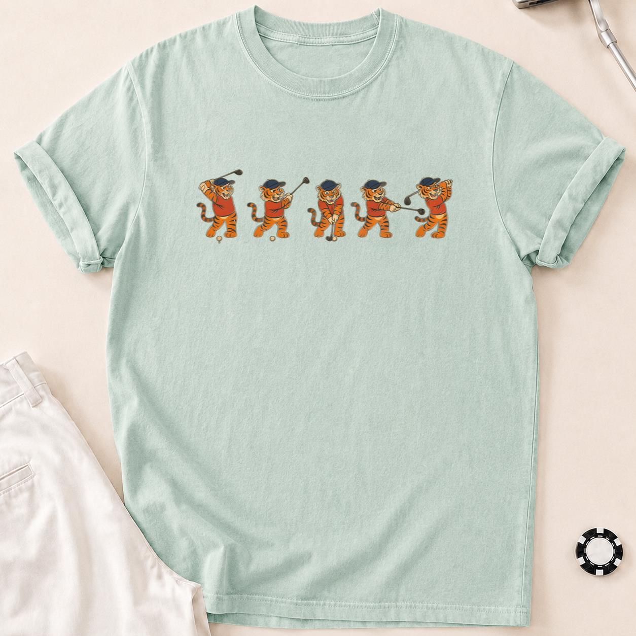Roar & Fore Tiger Golf Tee T-Shirt - Bay
