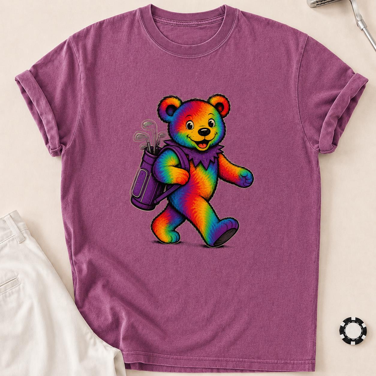 Bearly on Time Golf Tee T-Shirt - Berry