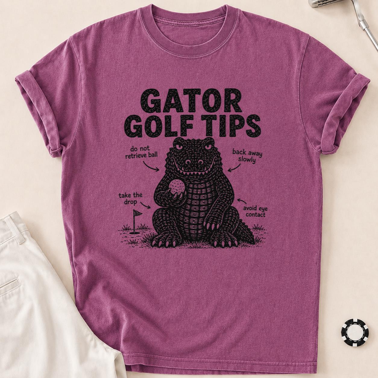 Gator Golf Tips T-Shirt - Berry