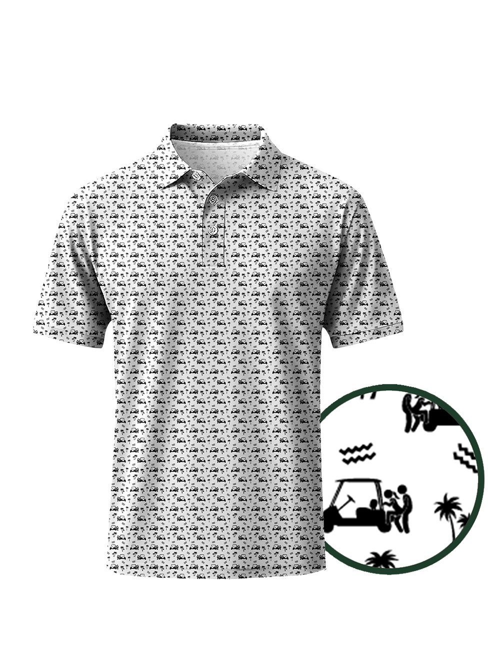 Back Nine Action Polo-White