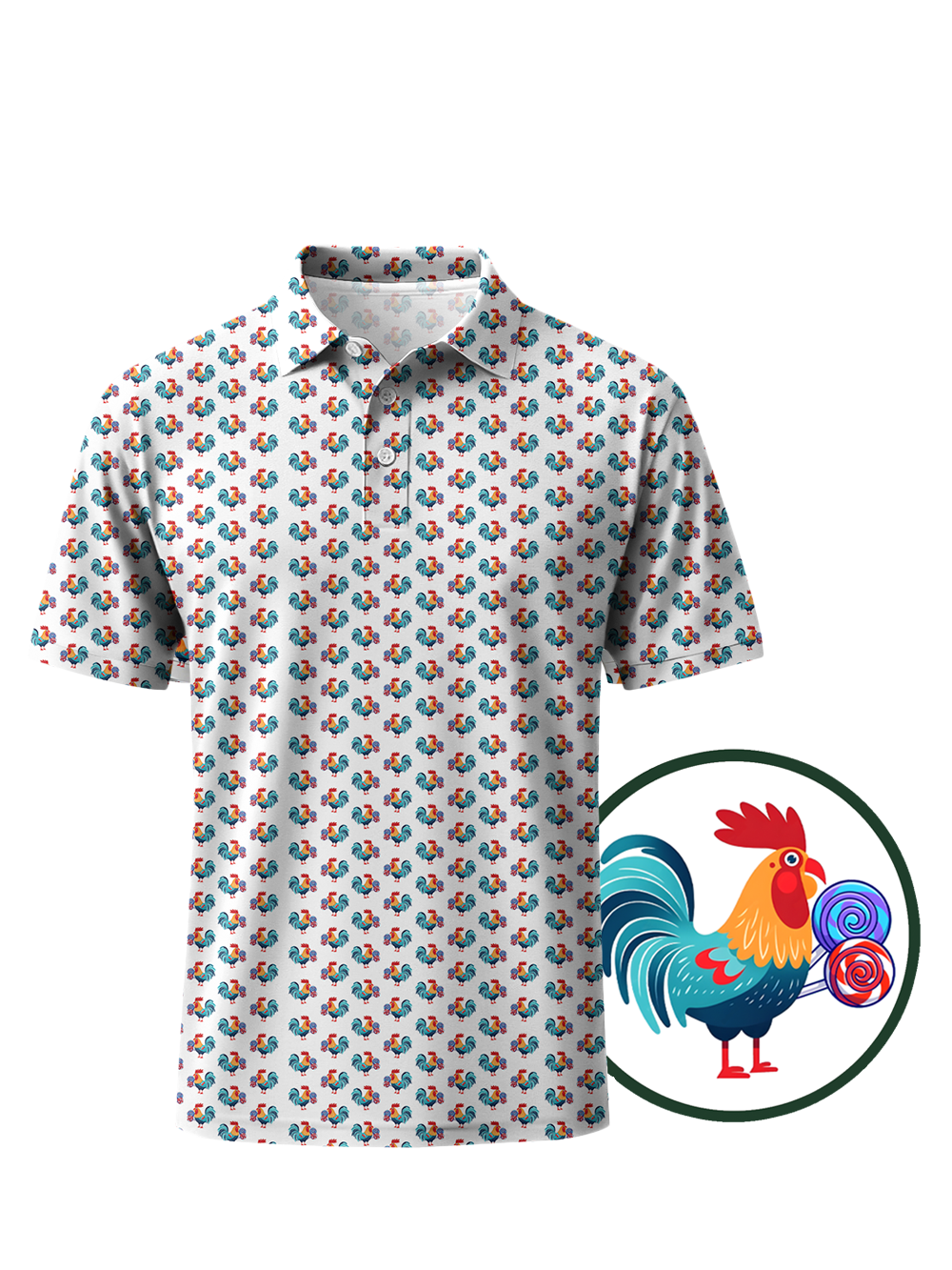 Vanilla Rooster Lollipop Polo/White