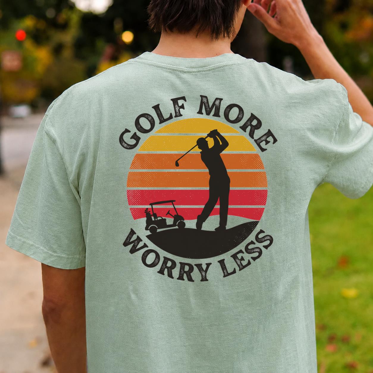 Golf More Worry Less Sunset Silhouette