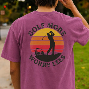 Golf More Worry Less Sunset Silhouette