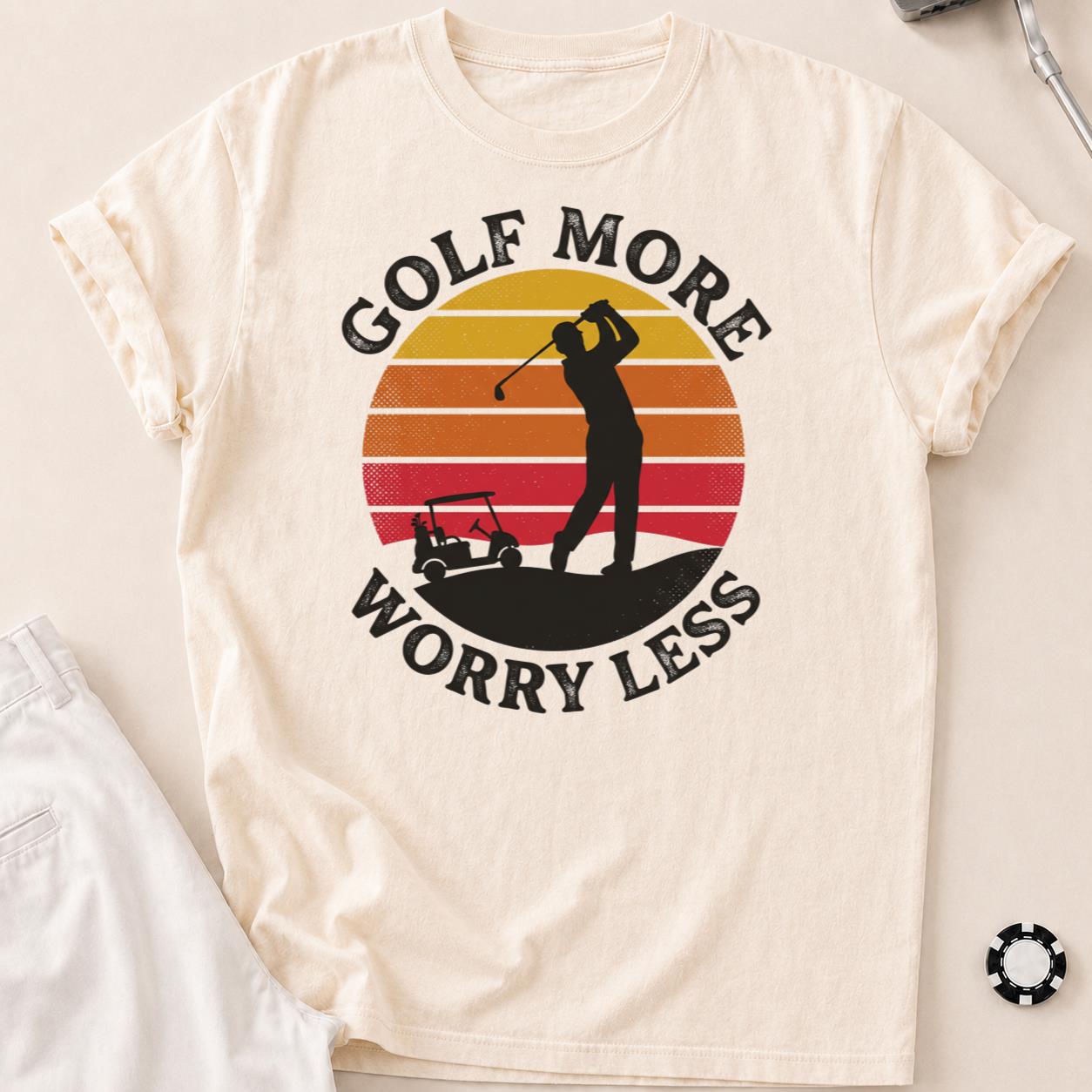 Golf More Worry Less Sunset Silhouette