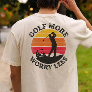 Golf More Worry Less Sunset Silhouette