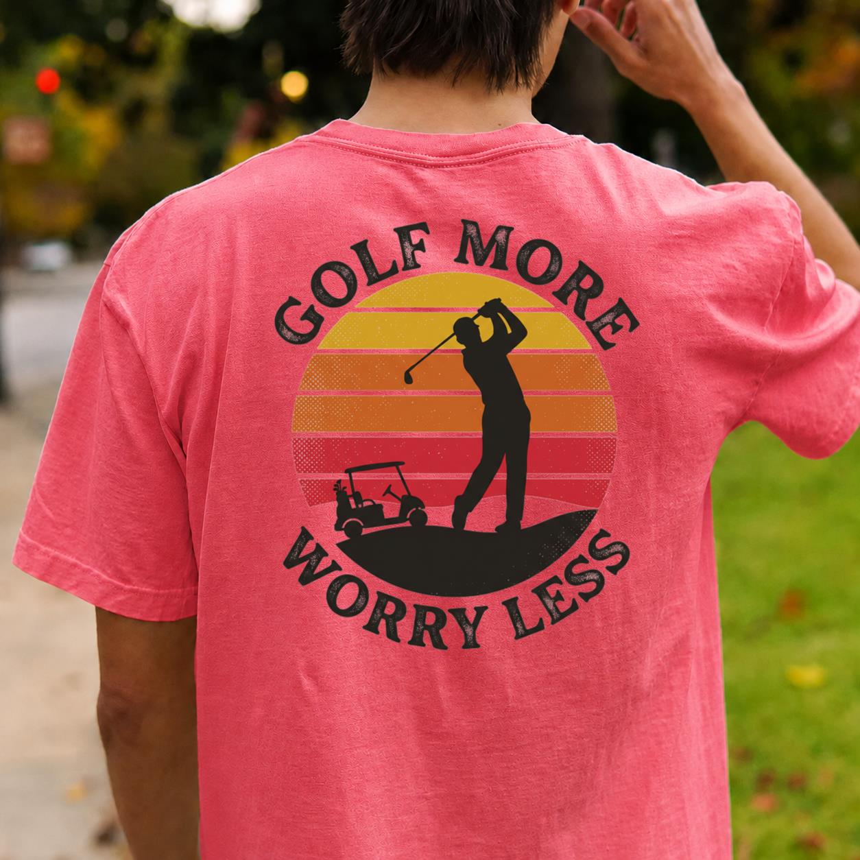 Golf More Worry Less Sunset Silhouette