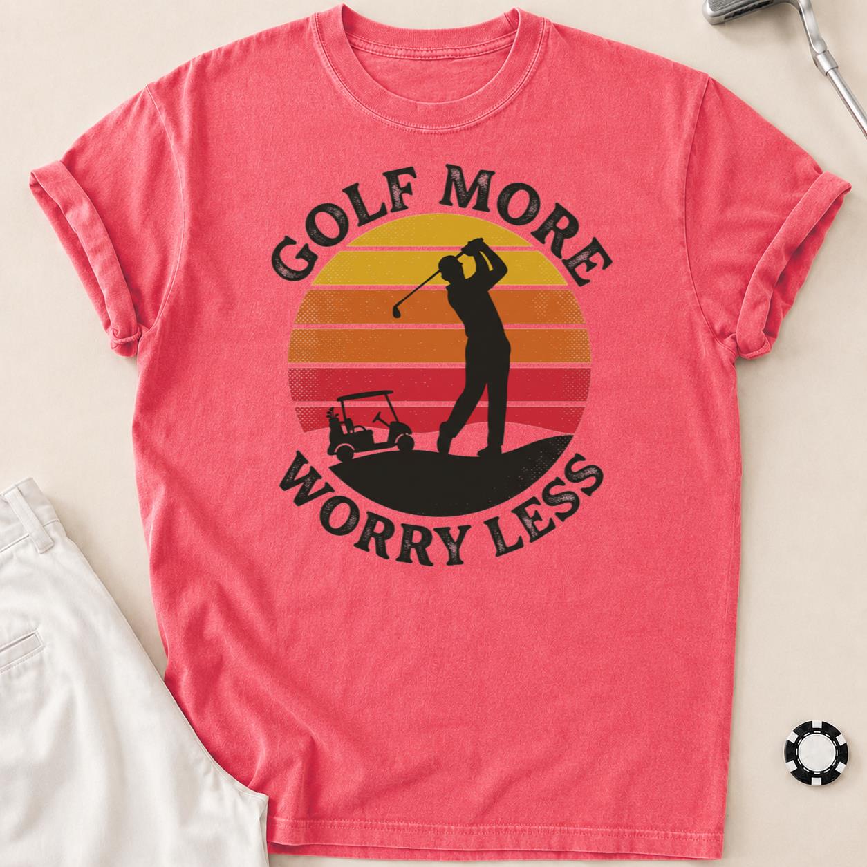 Golf More Worry Less Sunset Silhouette