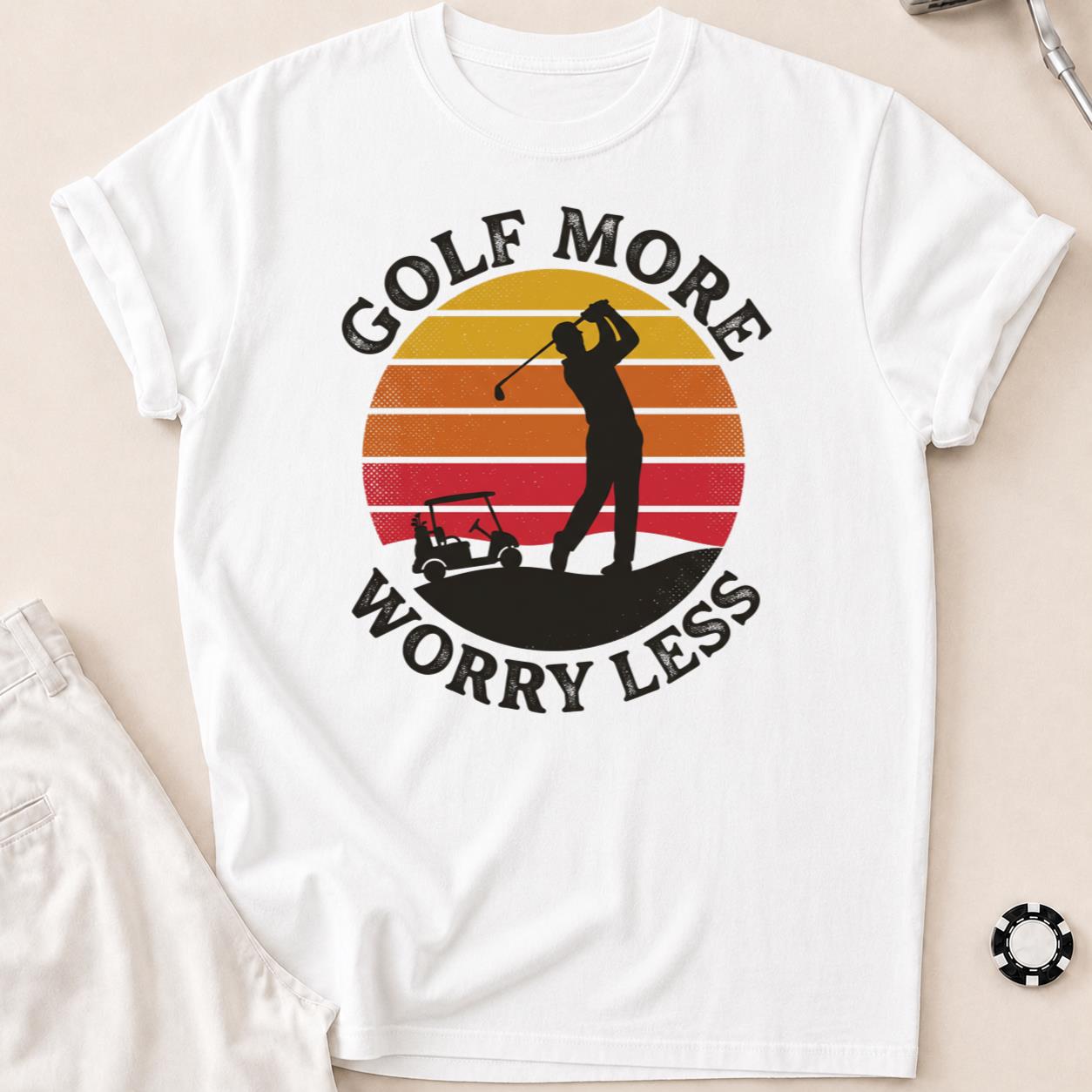 Golf More Worry Less Sunset Silhouette