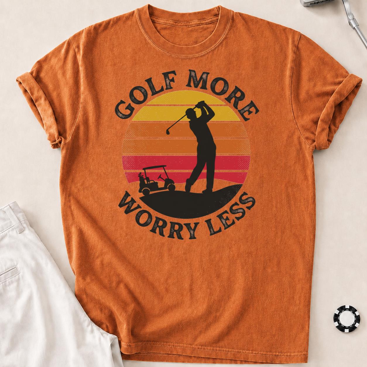 Golf More Worry Less Sunset Silhouette