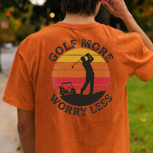 Golf More Worry Less Sunset Silhouette