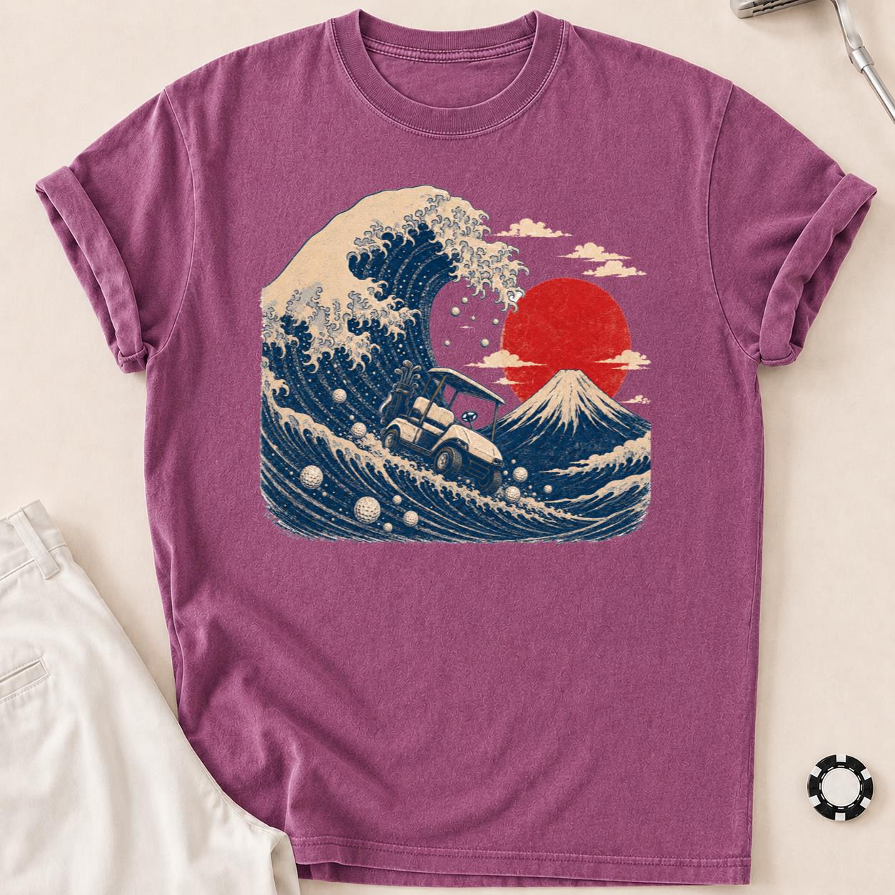 Great Wave Off Kanagawa Golf Cart Tee