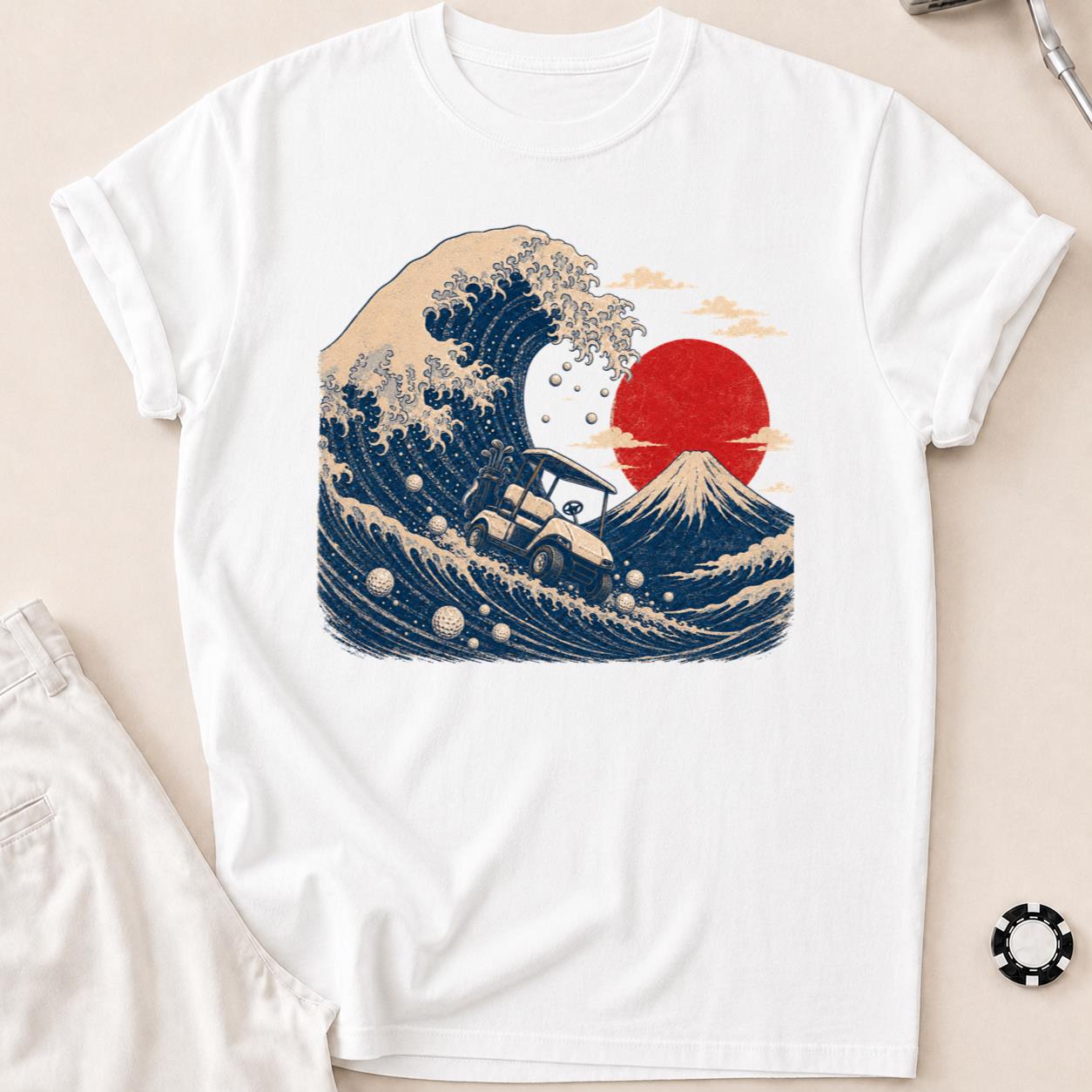 Great Wave Off Kanagawa Golf Cart Tee