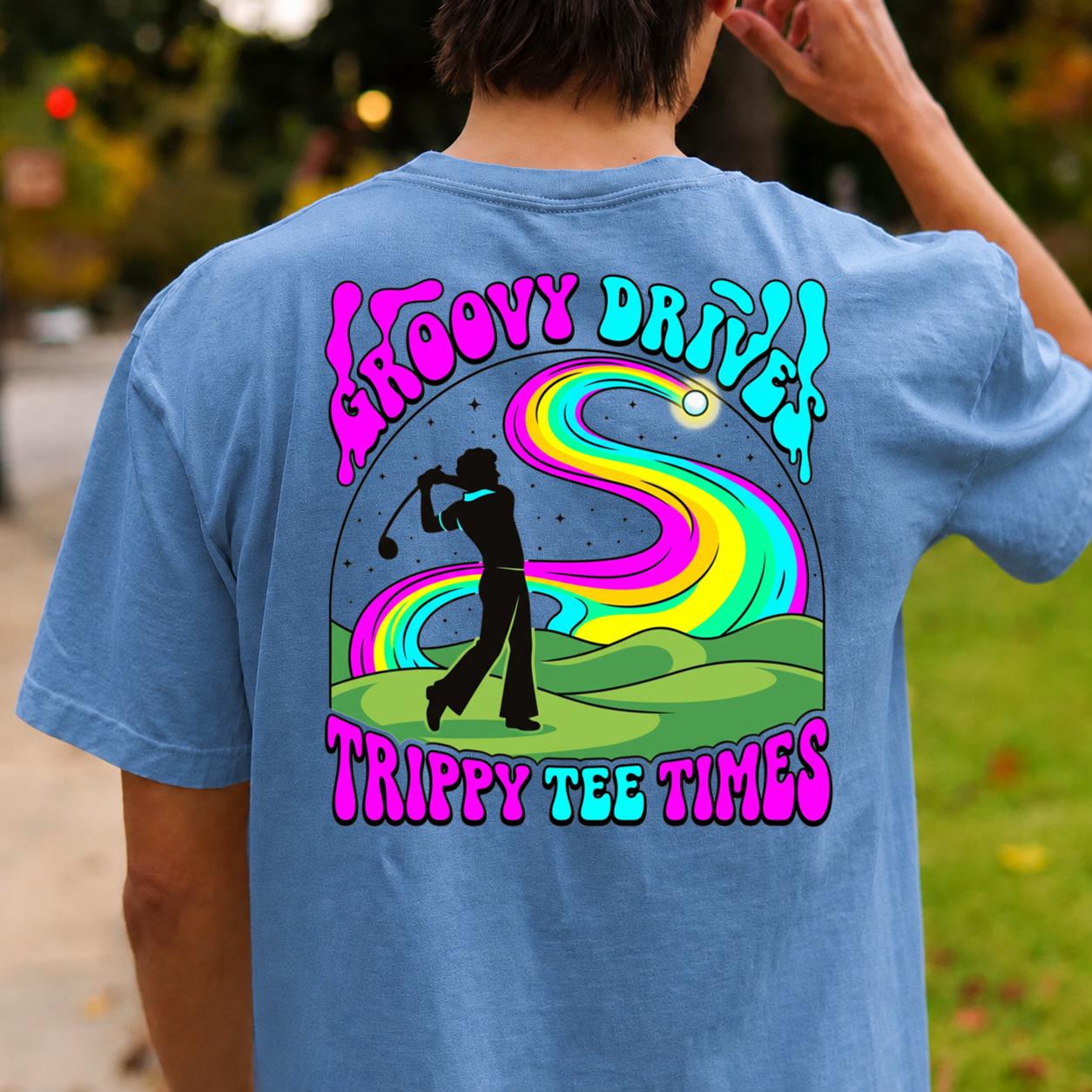 Groovy Drive Trippy Tee Times Retro Golf Tee