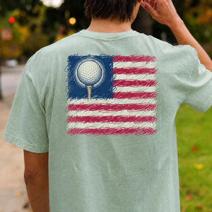 I Love Golf USA American Flag Tee