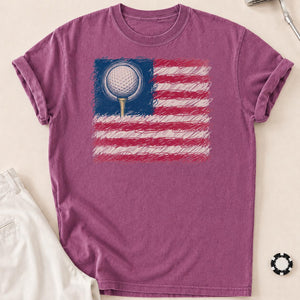 I Love Golf USA American Flag Tee