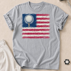 I Love Golf USA American Flag Tee