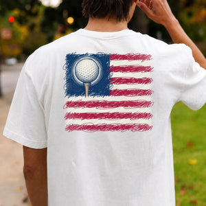 I Love Golf USA American Flag Tee