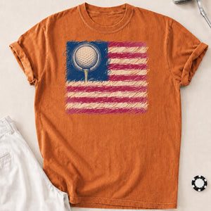 I Love Golf USA American Flag Tee