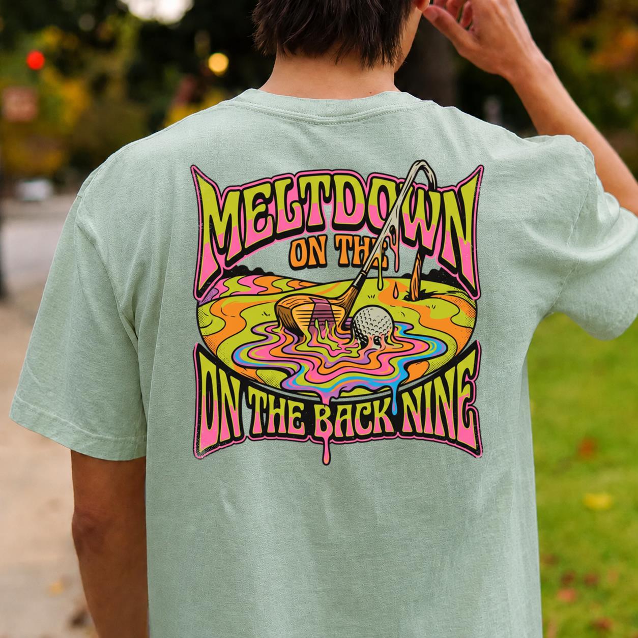 Meltdown On The Back Nine Golf Tee