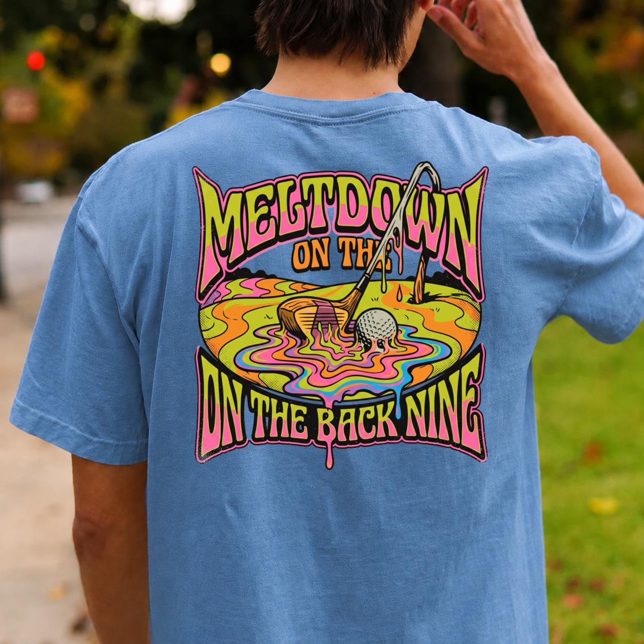 Meltdown On The Back Nine Golf Tee