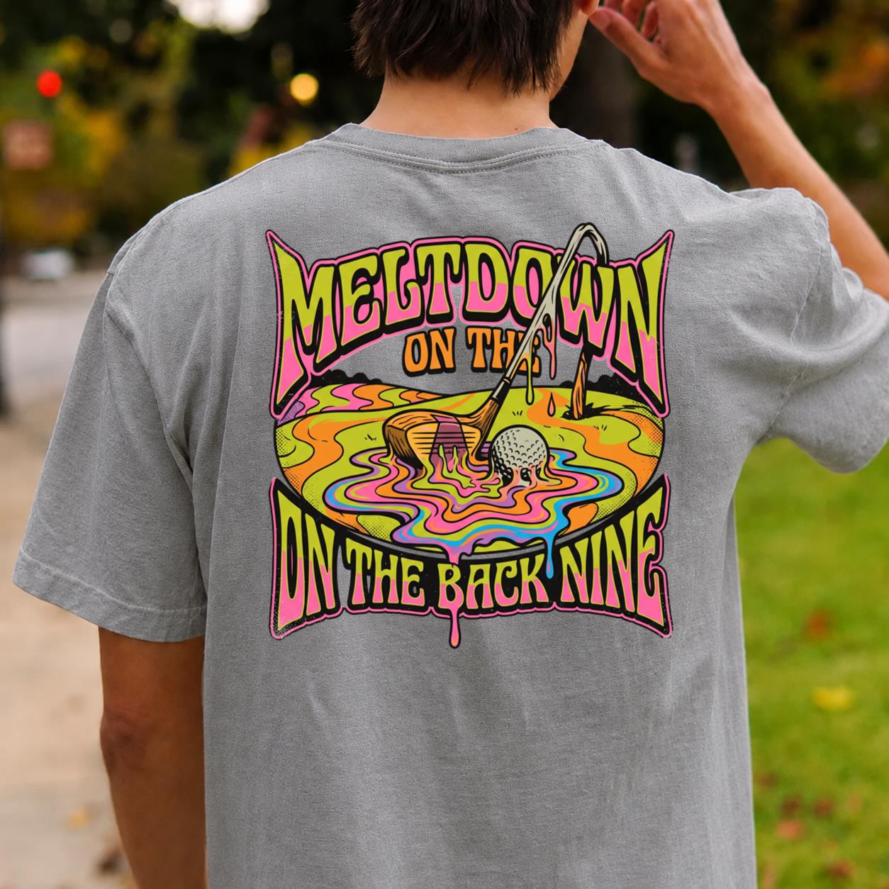 Meltdown On The Back Nine Golf Tee