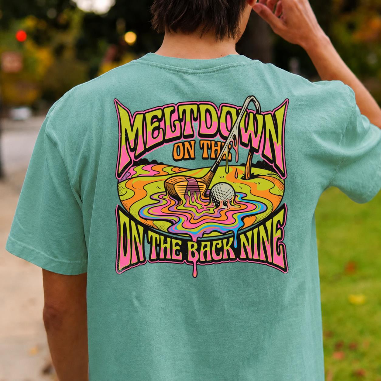Meltdown On The Back Nine Golf Tee
