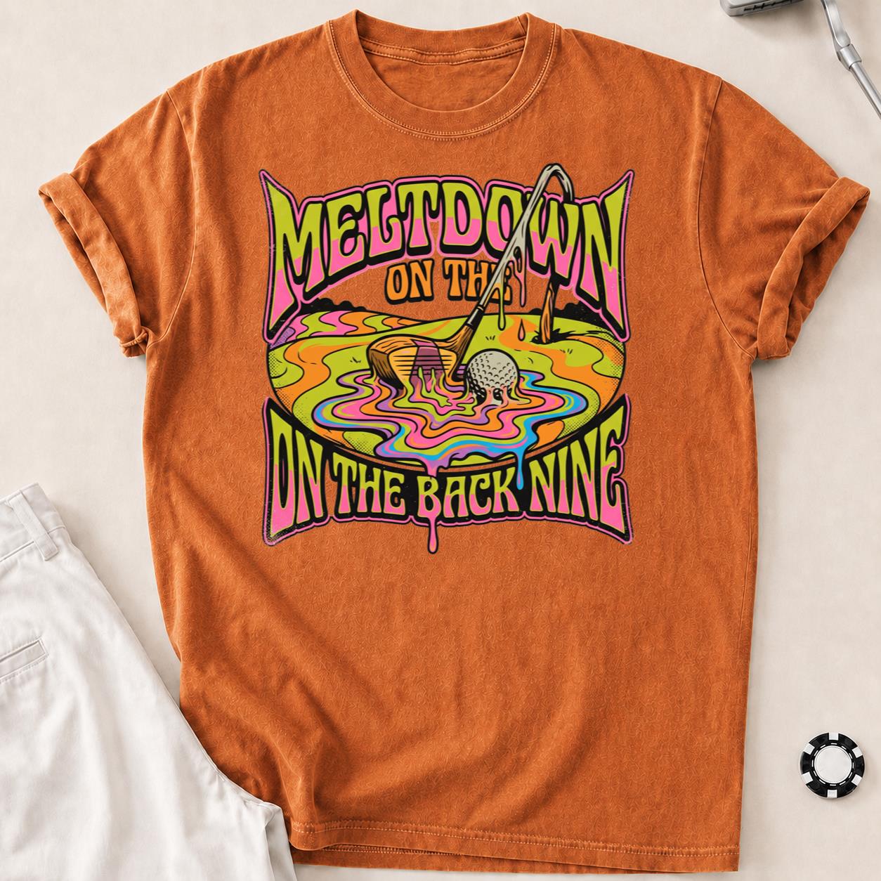 Meltdown On The Back Nine Golf Tee