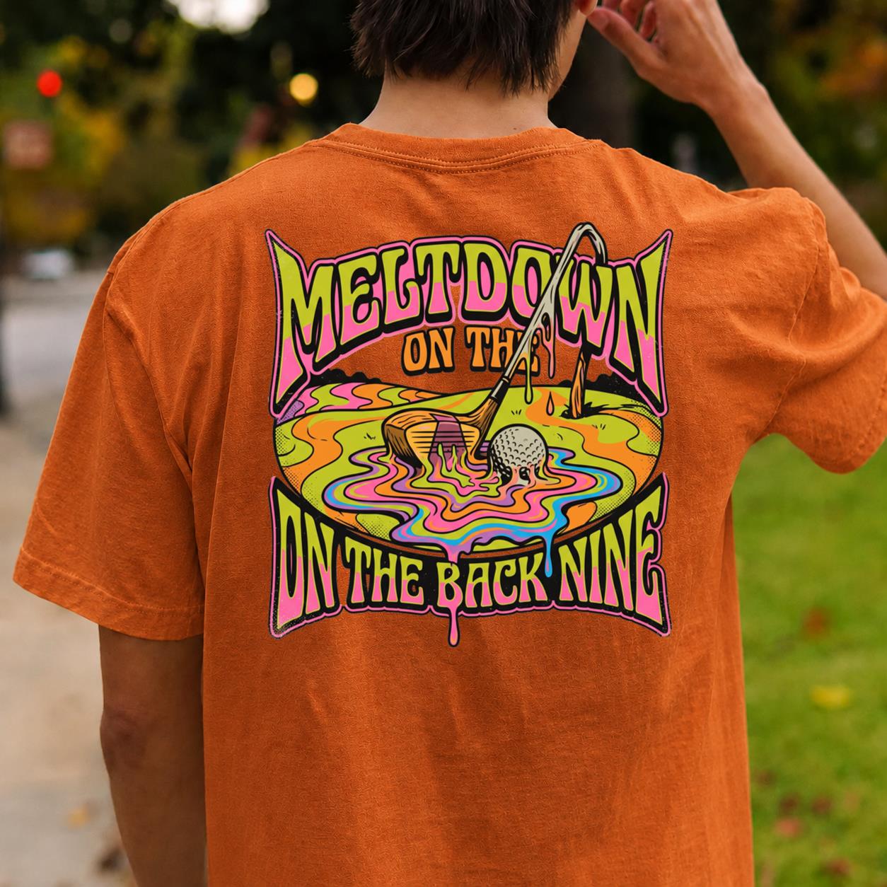 Meltdown On The Back Nine Golf Tee