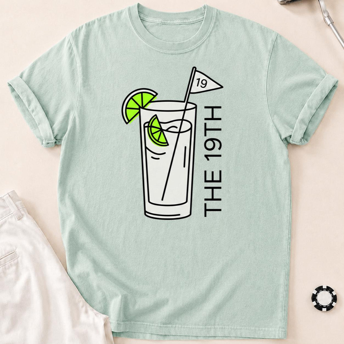 The 19th Hole Line Art Golf Tee