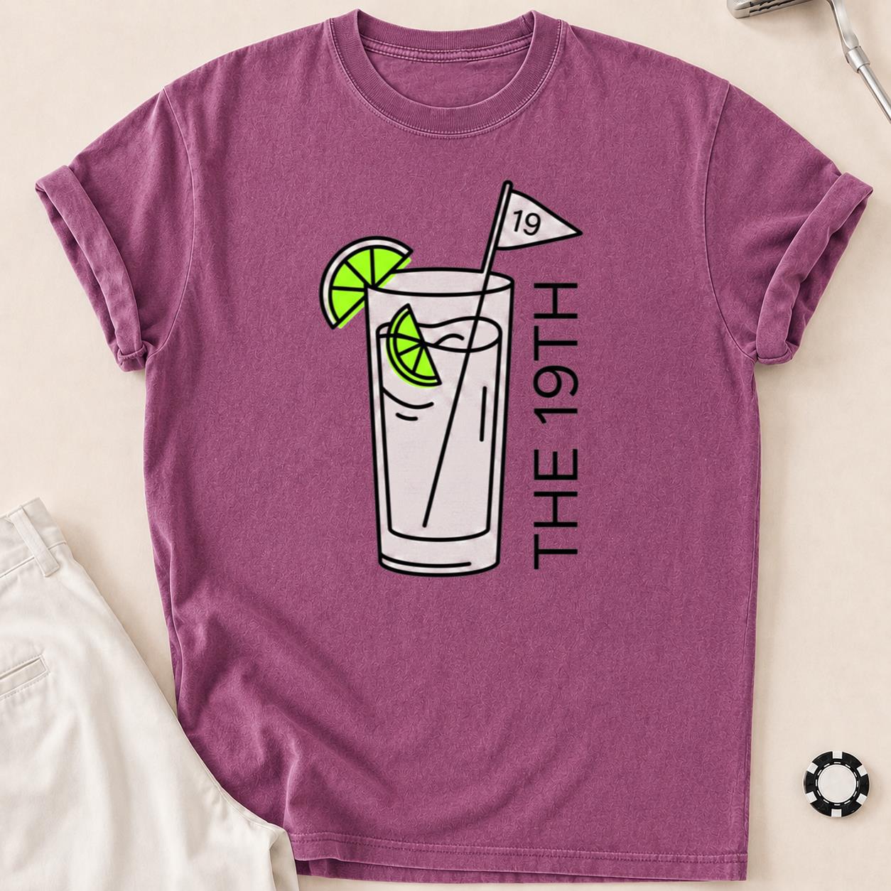 The 19th Hole Line Art Golf Tee