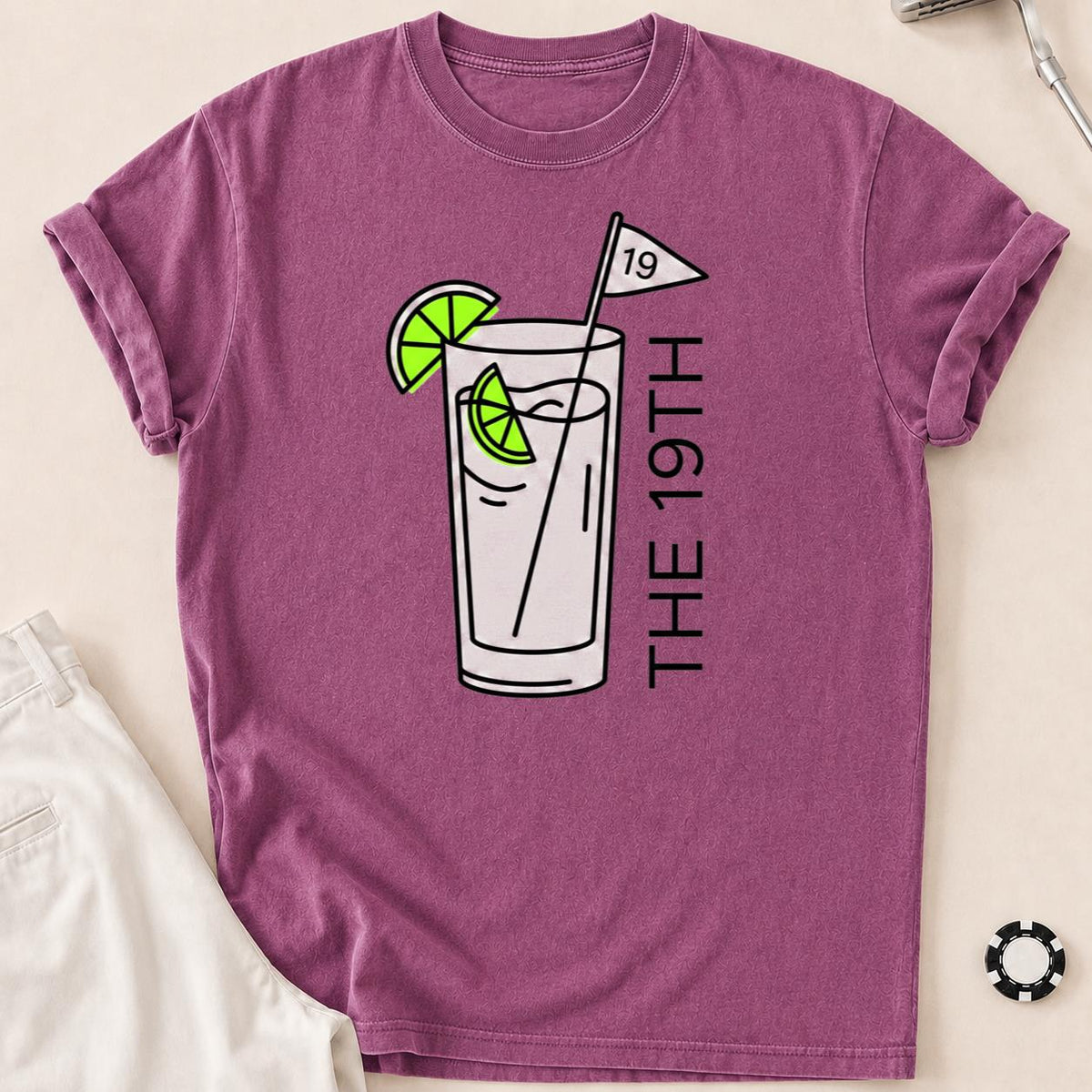 The 19th Hole Line Art Golf Tee