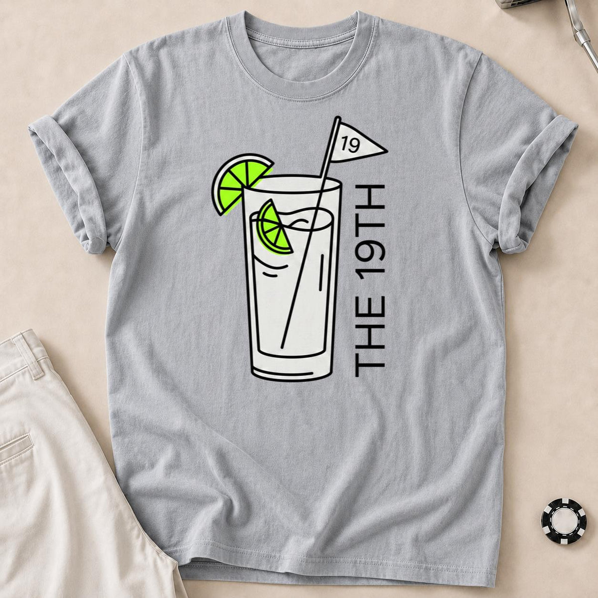 The 19th Hole Line Art Golf Tee