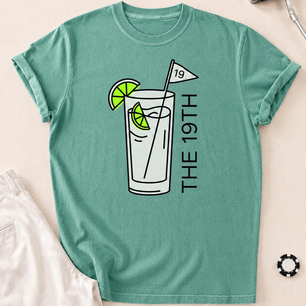 The 19th Hole Line Art Golf Tee
