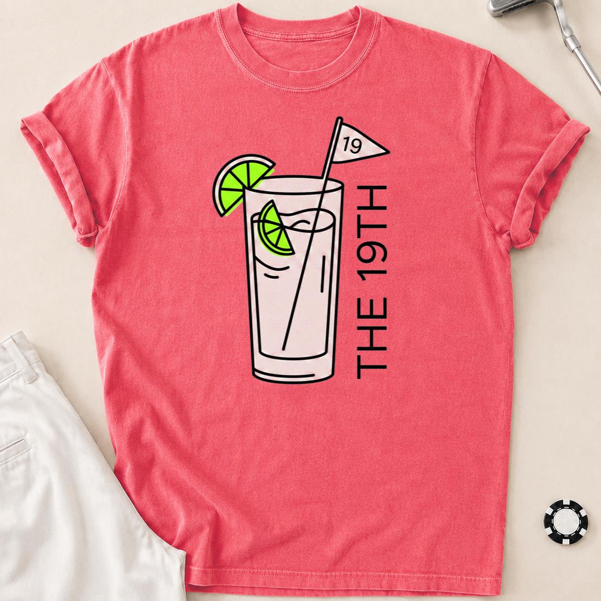 The 19th Hole Line Art Golf Tee