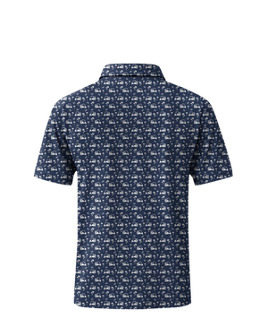 Back Nine Action Polo Navy Golf Polo