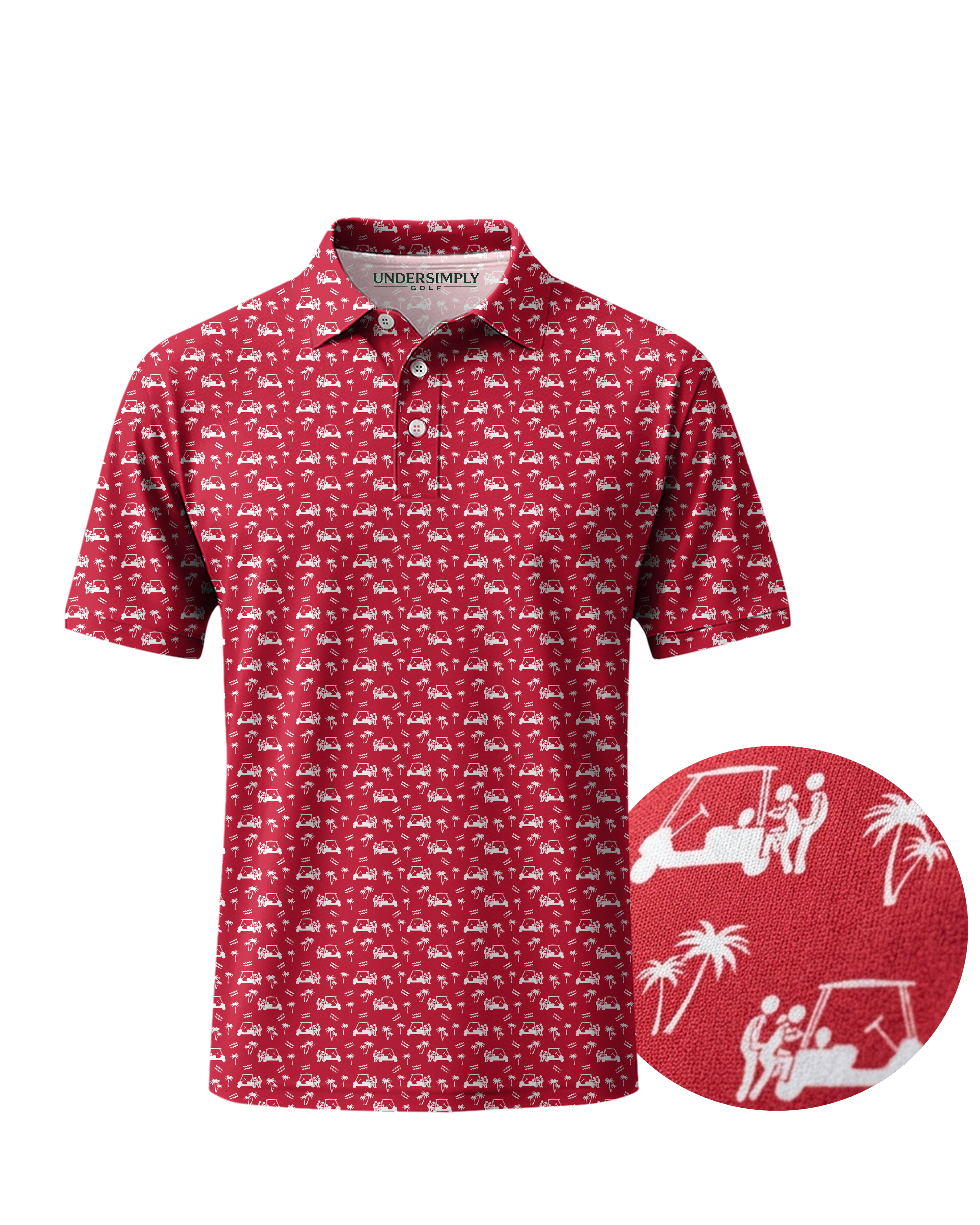Back Nine Action Polo Red Golf Polo