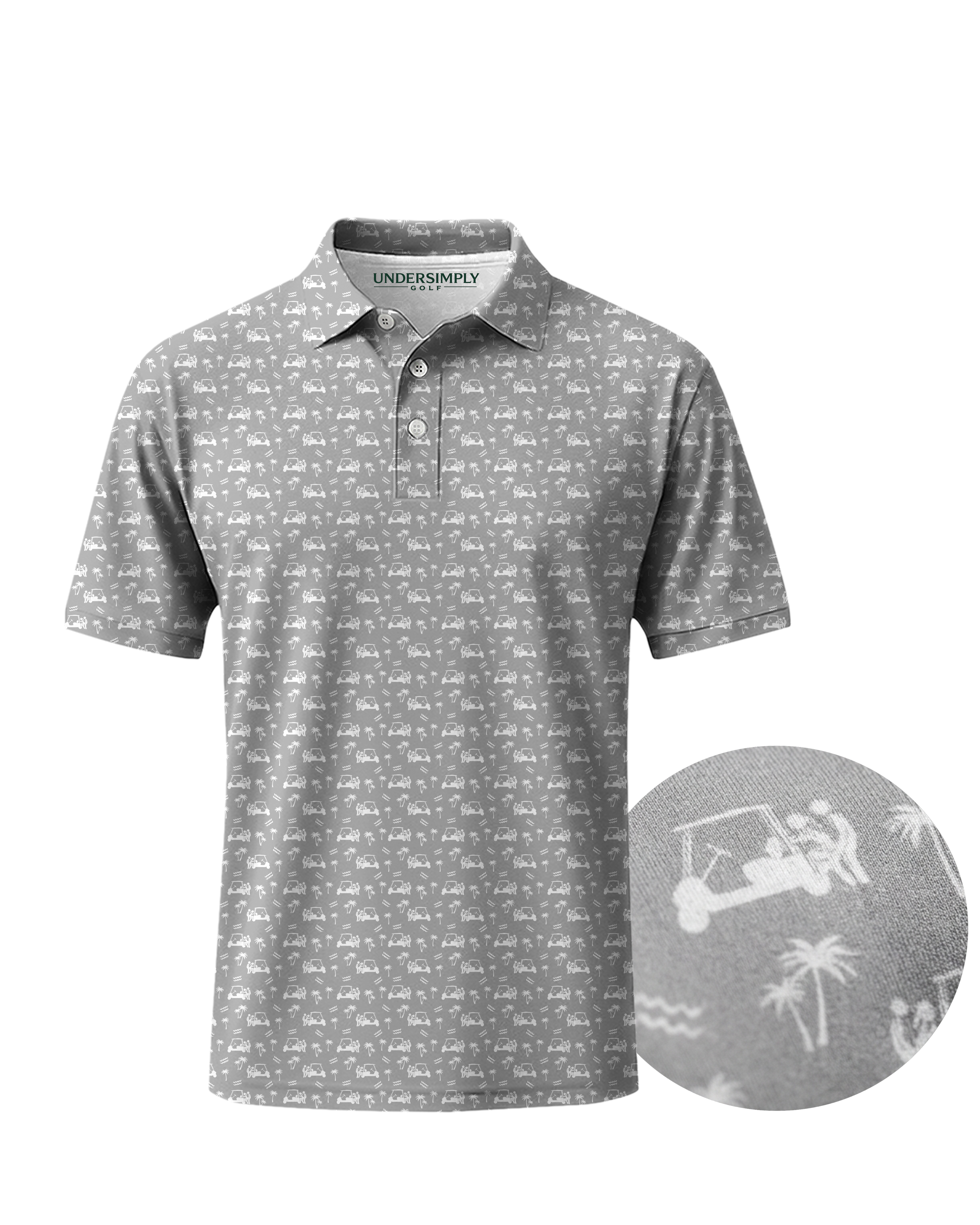 Back Nine Action Polo Grey Golf Polo