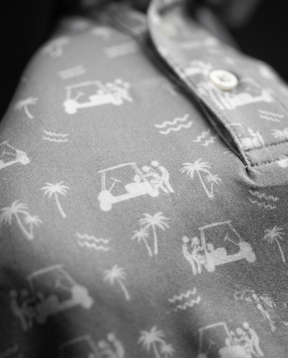 Back Nine Action Polo Grey Golf Polo